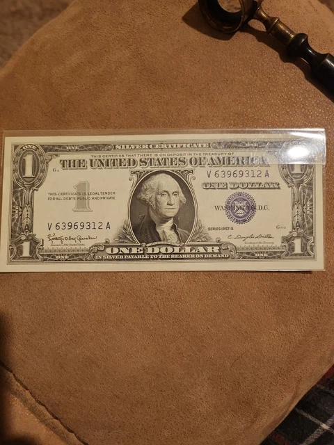 ✔ One 1957 Blue Seal $1 Dollar Silver Certificate, VG/VF, Old US One Dollar Bill