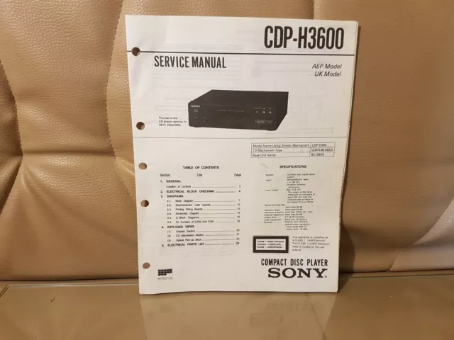 Sony CDP H3600 Service Manual Bedienungsanleitung