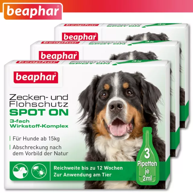 Beaphar 3x Garrapatas- Y Antipulgas Spot-On para Perros Grandes Desde 15KG ( Je