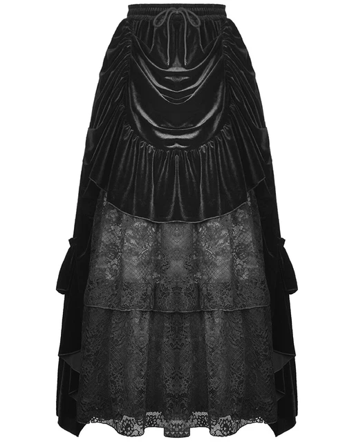 RGA Gothic Lace Long Skirt - Asymmetrical Hem, Dotted Lace, Victorian Steampunk Style (Size XL) - View #5