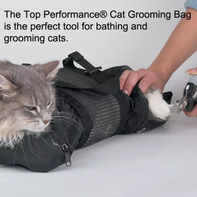 fr Mesh Cat Nail Trimming Bag Adjustable Cat Washing Bag for Nail Trimming Bathi