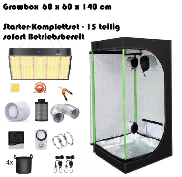 JUNG Growbox Komplettset LED Lampe 60x60x140cm Gewächshaus Komplett Set Cannabis