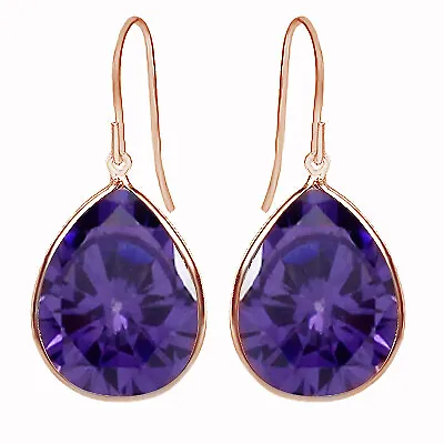 Dangle Drop Earrings Amethyst Gemstone 14K Rose Gold Plated For Womens