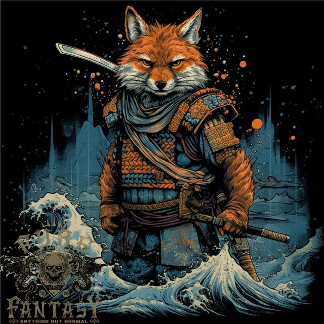 A Japanese Samurai Kitsune Bushido Ronin Mens Cotton T-Shirt Tee Top
