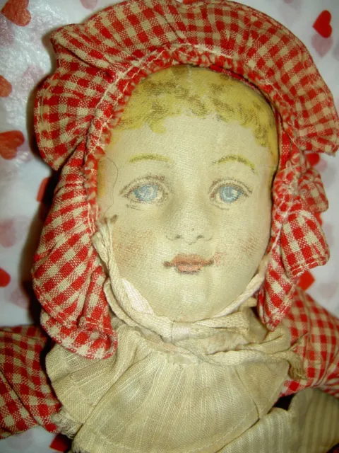 Signed BRUCKNER 1901, two-sided antique cloth reversible TOPSY-TURVY rag doll