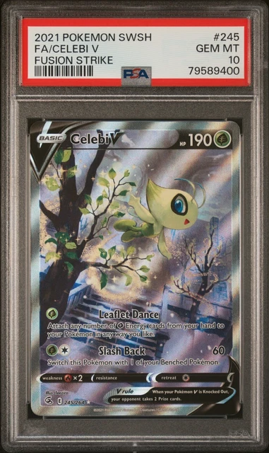 PSA 10 GEM MINT Celebi V Full Art Pokemon SWSH Fusion Strike #245 Alternate Art