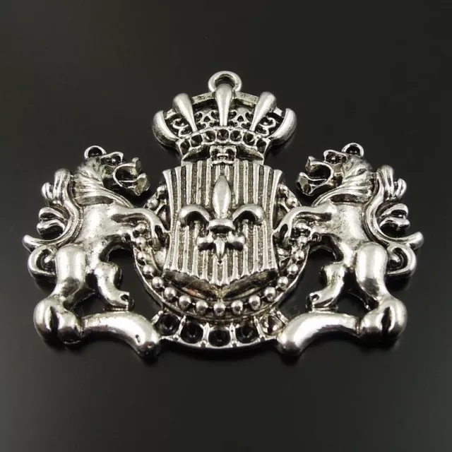 6 Stück Antike Silber Legierung Löwe Krone Abzeichen Anhänger Charme 35705