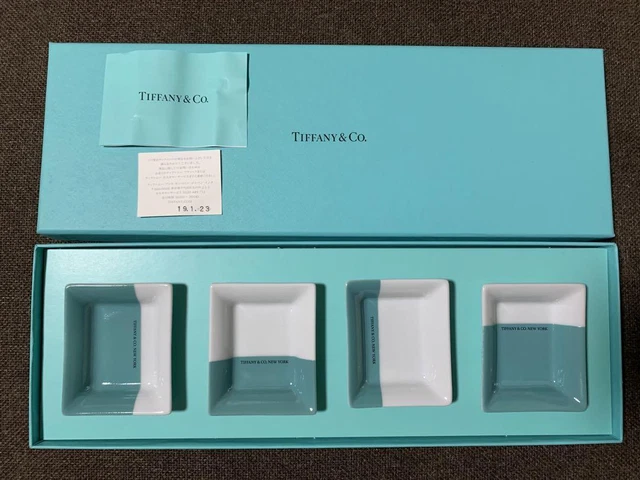Tiffany & Co. Vide Poche Colore Blocco Mini Vassoio Rettangolo Targa Set Di 4