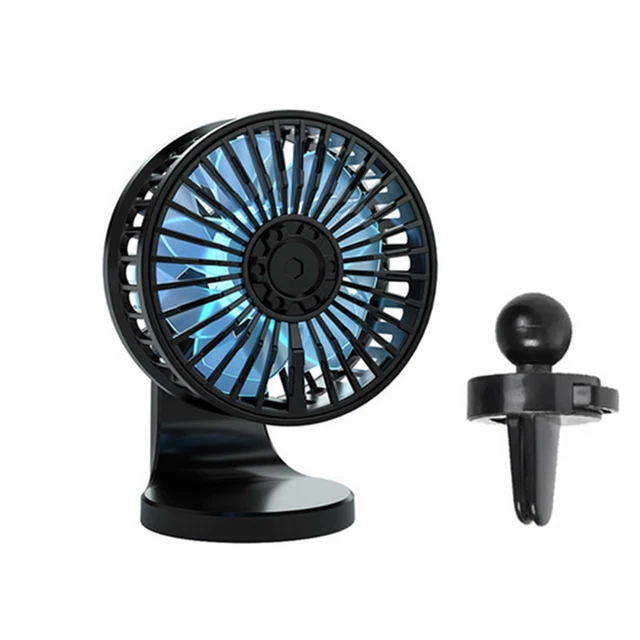 USB RECHARGEABLE COOLING Fan Dashboard Air Vent Car Double Fan Blade