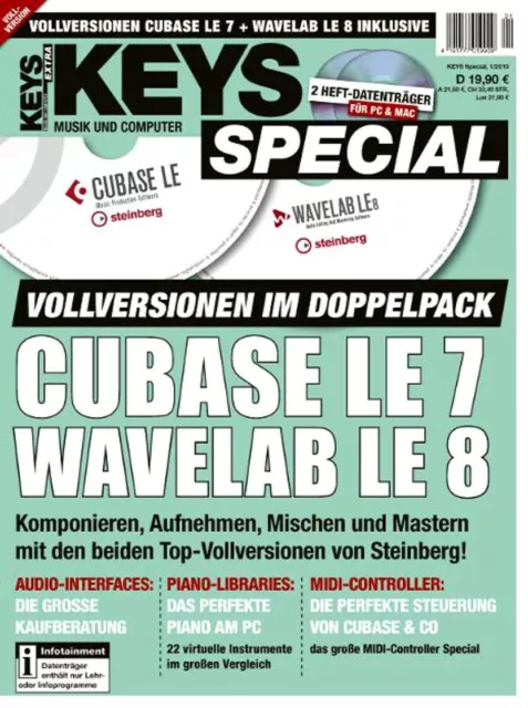 Cubase LE 7 Wavelab LE 8 Vollversion im Doppelpack auf Heft DVD in Keys