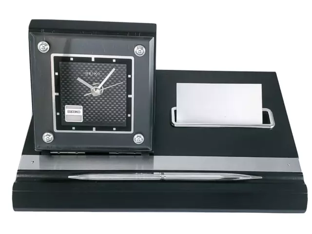 Seiko QXG130KLH Contemporary Clock, Pen and Business Card Holder