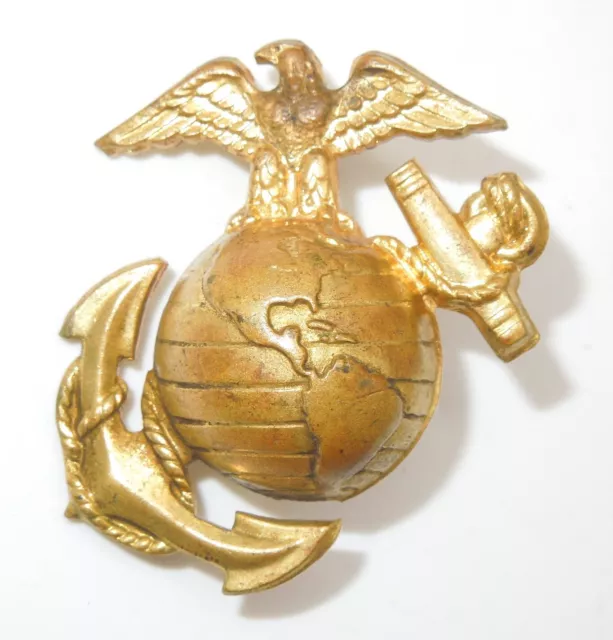 Vintage Wwii Usmc Marine Corps Eagle Globe Anchor On Left Lapel Hat Pin