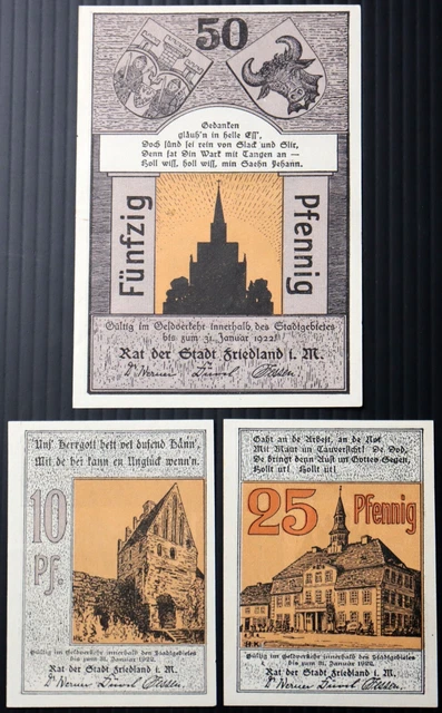 FRIEDLAND 1922 Reutergeld complete series German Notgeld Mecklenburg