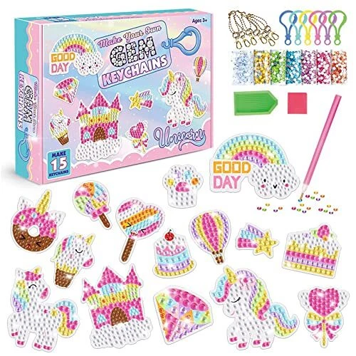 TOYESS 15 PCS Diamant Painting Kinder Set, DIY 5D Diamond Painting