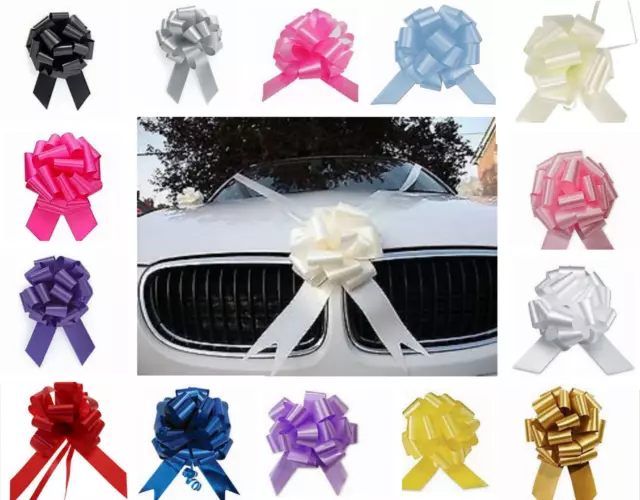 KIT DECORAZIONE AUTO MATRIMONIO NASTRO 8 MTRS + 1 3 o 5 FIOCCHI PULL BANCHI FIORI