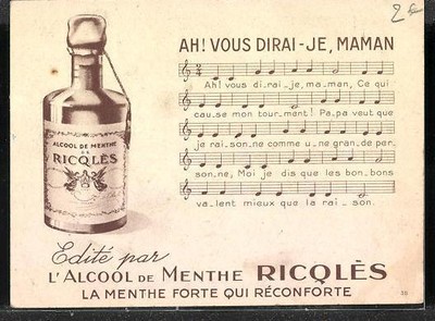 Je Vous Le Dirai Si Je Le Savais SAMMELBILD RICOLÉS, L´ALCOOL de Menthe, Ah! vous dirai-je, Maman