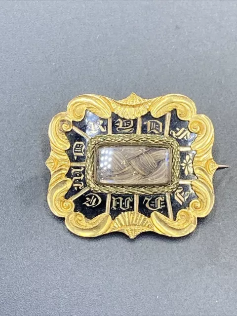 Victorian Gold And Enamel Mourning Brooch