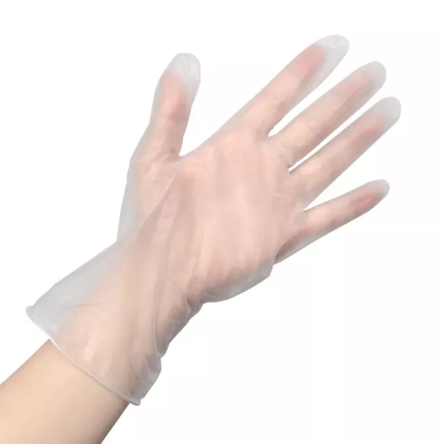 Vogue Powder Free Clear Vinyl Food Prep Gloves Strong - Size XL - Pack of 100