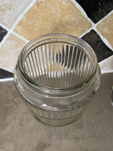 Vintage Original 1930s Hoosier Cabinet Ribbed Coffee Canister Jar No Lid 7