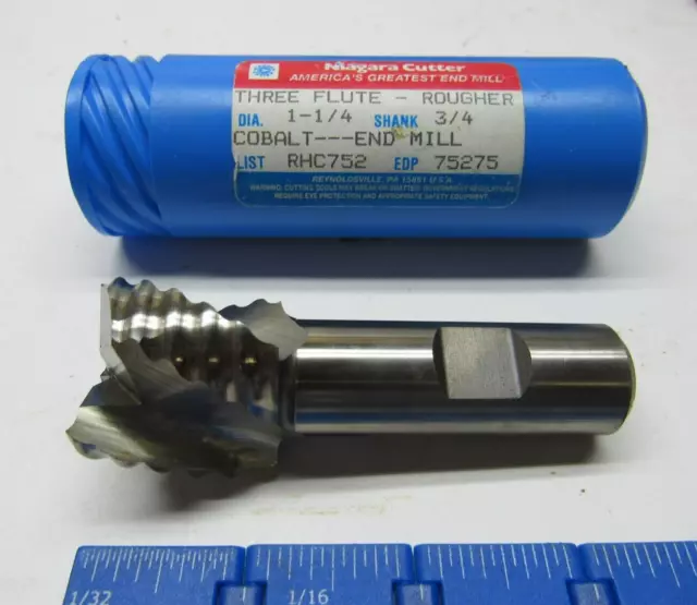 Niagara 1-1/4" 3-Flute Single End Center Cutting Cobalt Roughing End Mill