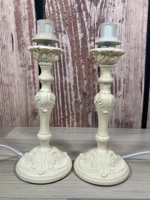 Laura Ashley Lamp Base Pair Cream Candlestick Max 40w Decorative Cottagecore