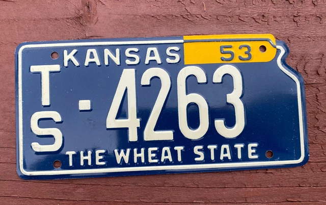1953 Kansas￼￼ ￼Wheaties metal bicycle license plate cereal premium Main