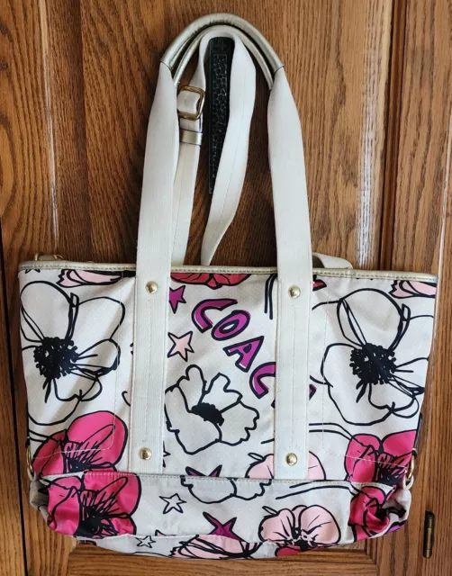 COACH  Poppy Pink Floral Print Tote Two Way Bag with Matching Wallet  & Wristlet