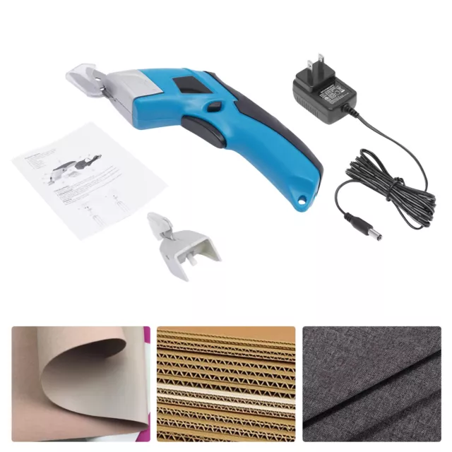 Handheld Electric Fabric Scissors Cutter Shears Leather Cloth Cutting Tool Blue