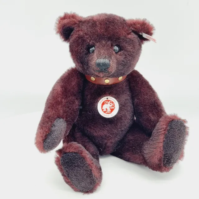 Steiff 038754 Teddybär bordeaux rot mit Halsband und Brummstimme 32 cm limitiert