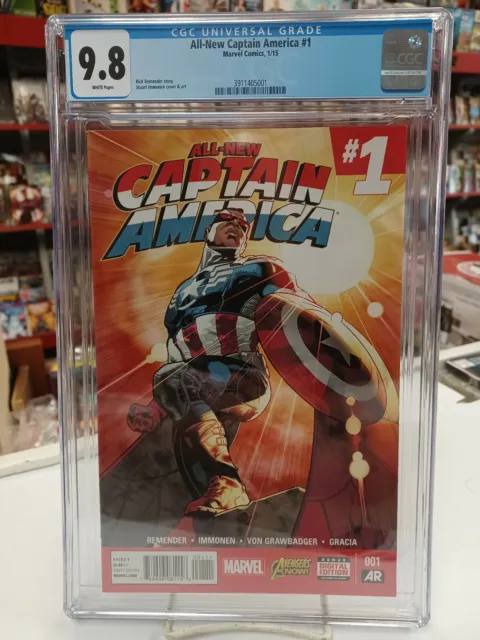 ALL-NEW CAPTAIN AMERICA #1 (Marvel, 2015) CGC Graded 9.8 ~ White Pages