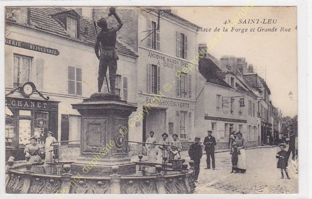 CPA 95320 SAINT LEU Place de la Forge & Grande Rue Animated Fountain Edit ELD
