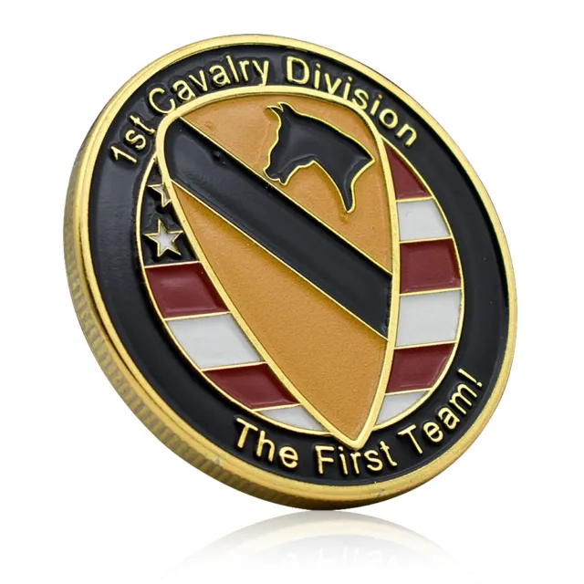 US Army 1st Cavalry Division Collectibles Gold Coin The First Team! Medal Crafts