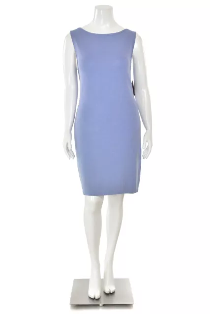 St. John Collection Bateau Neck Sheath Dress in Light Blue Santana Knit sz 14 3