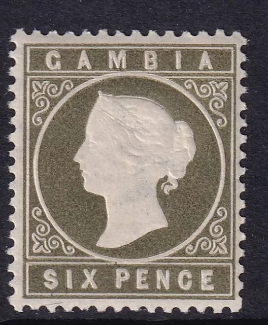 GAMBIA Queen Victoria 1887 6d. bronze-Green Wmk Crown CA Sideways SG 33 MNH