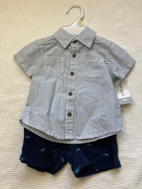 Carters baby boy stripe shirt and short outfit