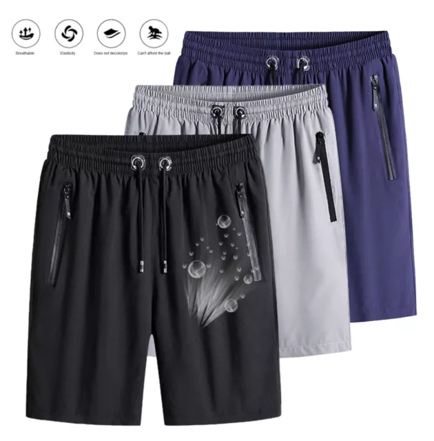 MEN POLYESTER SHORTS Athletic Sport Workout Casual Fitness Oversized ...