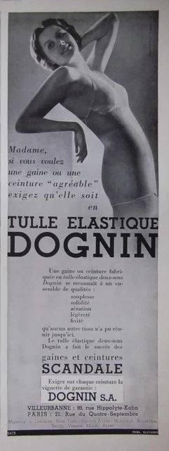 1935 Elastic Tulle Dognin Scandal Press Advertisement - Advertising