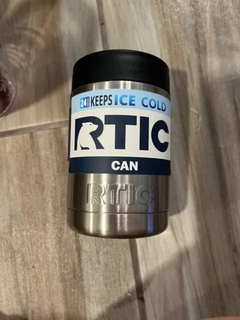 New RTIC Can Cooler 12oz Koozie Vacuum Insulated - Stainless Steel 