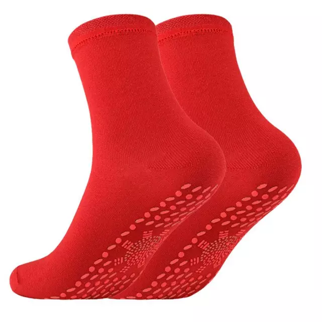 Winter Heated Socks Anti-Fatigue Multifunctional Thermal Sock for Hiking (red)