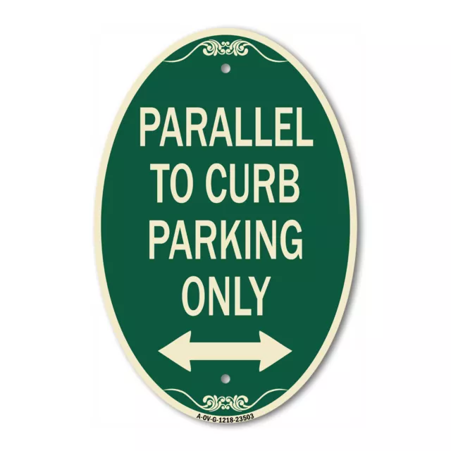 Parallel to Curb Parking Only with Bidirectional Arrow 12" x 18" Aluminum Sign