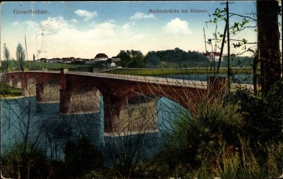 Ak Großbothen Grimma in Sachsen, Muldenbrücke bei Kössern - 3096575