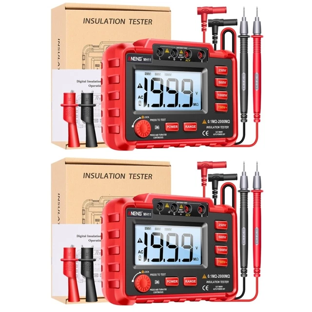 Insulation Multimeter Table 2 SETS DIGITAL Multimeters LCD Insulation Resistance Tester Battery ...