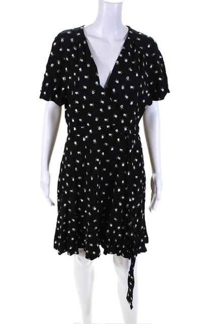 Jill Jill Stuart Womens Mini Floral Wrap Dress Black Size 10 12452152