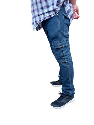 jeans Uomo cargo pantaloni lavoro con Tasche Laterali Cargo jeans COTONE tasconi