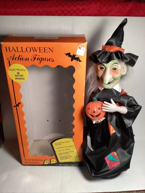 Vintage Halloween  Witch By Rennoc Animated Illuminated 21" w/ Box