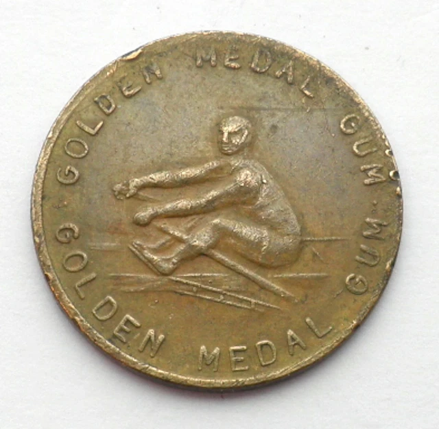 USA, GOLDEN MEDAL GUM Handbal Token 1930's 25mm 5g Brass, Rare. 1F.2