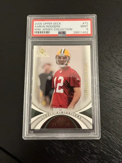 Aaron Rodgers 2005 Upper Deck Mini Jersey Collection #72 RC PSA 9