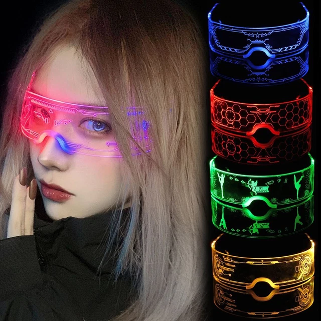 Oggetti di scena Cyberpunk EyeWare Visiera Cosplay LED Occhiali Luminosi Occhiali al neon