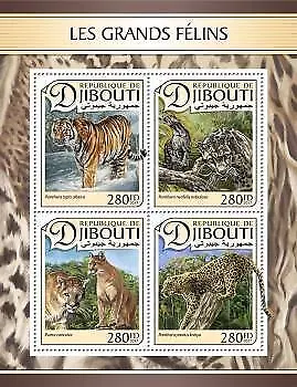 2017 Djibouti Mnh Big Cats. Michel Code: 1498-1501  |  Scott Code: 1112