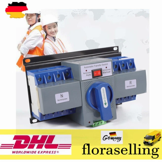 4P 63A Dual Netzteil Automatischer Umschalter Switch Transferschalter 220V AC DE